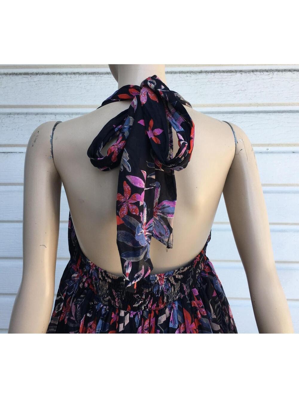 NWT Free People Black Floral Mai Tai Bubble-Hem Convertible Mini-Dress Size M - Picture 6 of 9